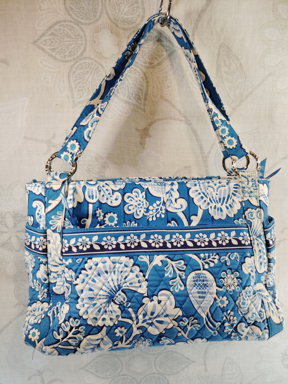 Vera Bradley Blue and White Quilted Floral Shoulder Bag